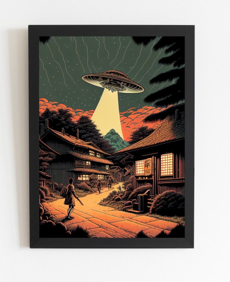

Stary Plakat Ufo Obcy Japan Art 70x50cm