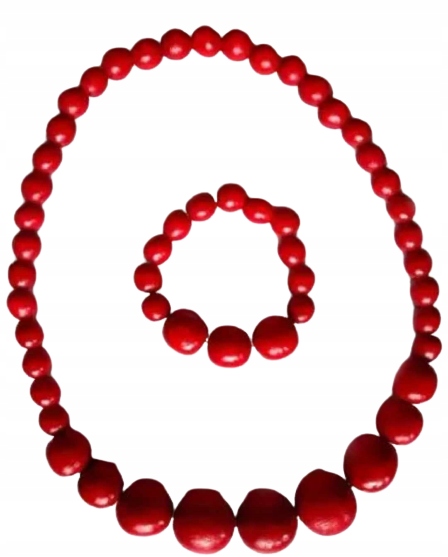 hit KORALE BRANSOLETKA CZERWONE DREWNO KOMPLET góralskie folk Rodzaj Klasyczne Rękodzieło