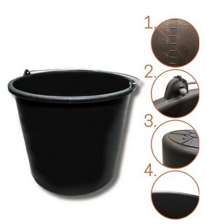 12 L WIADRO BUDOWLANE GOSPODARCZE OGRODNICZE 12L MOCNE PLASTIKOWE z lejkiem Pojemność 12 l