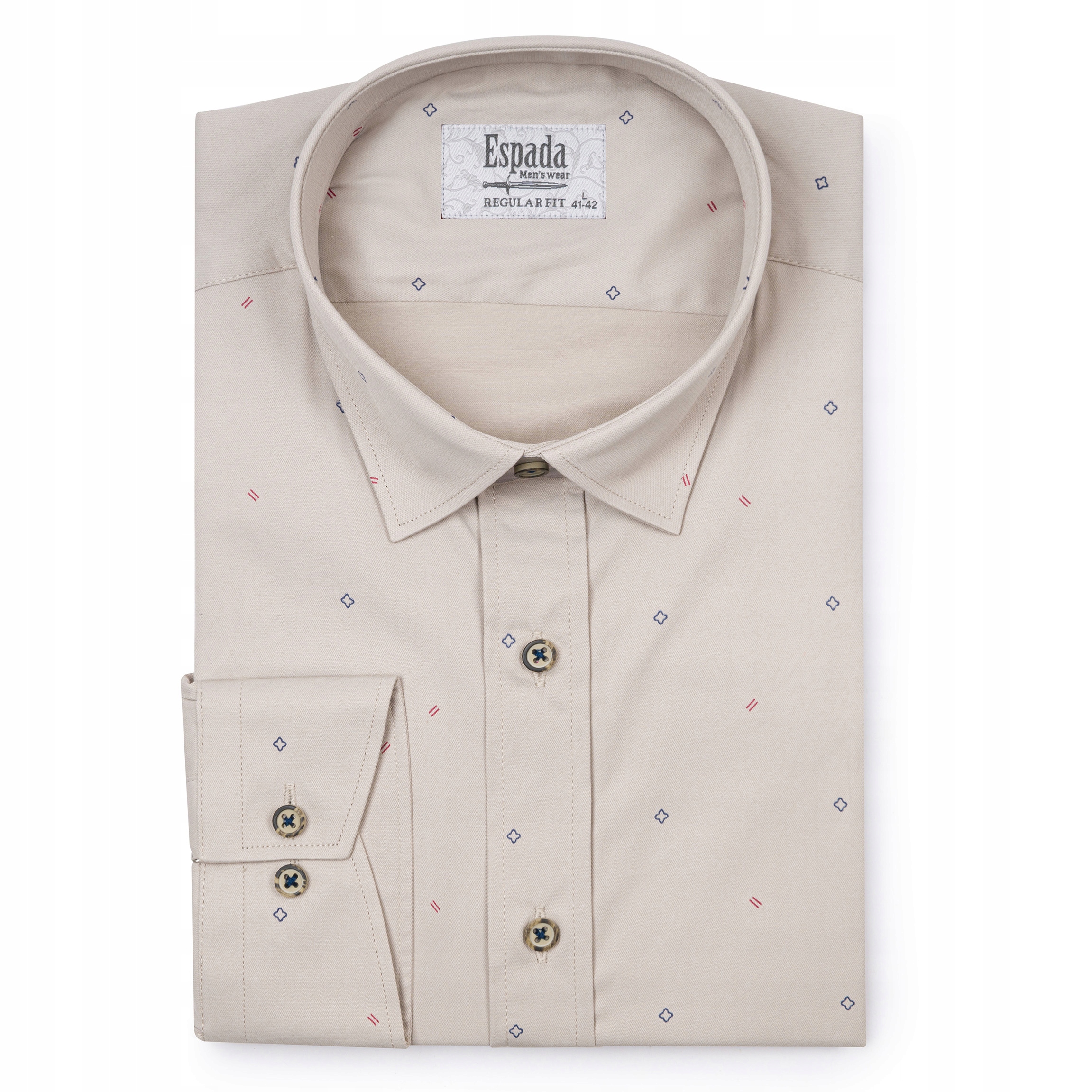 Koszula męska beżowa we casual regular XXL Elastan