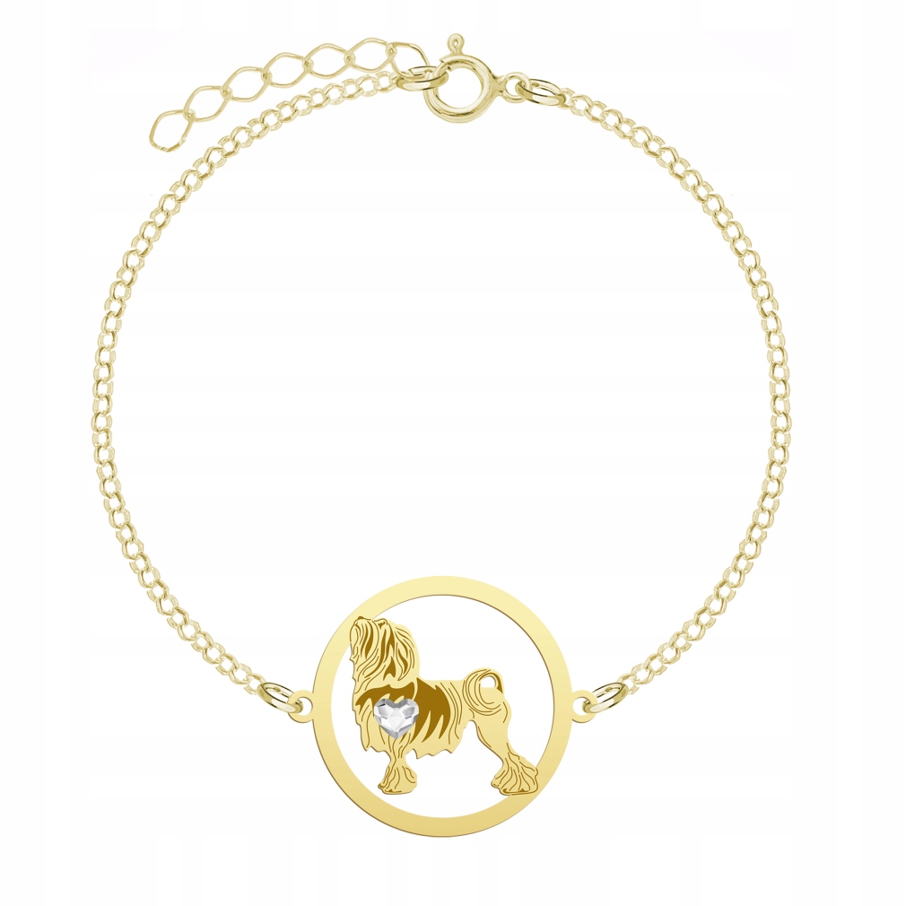 Zlatý náramek s psem Lowchen 925 Dárek Šperky Žena Gravírování