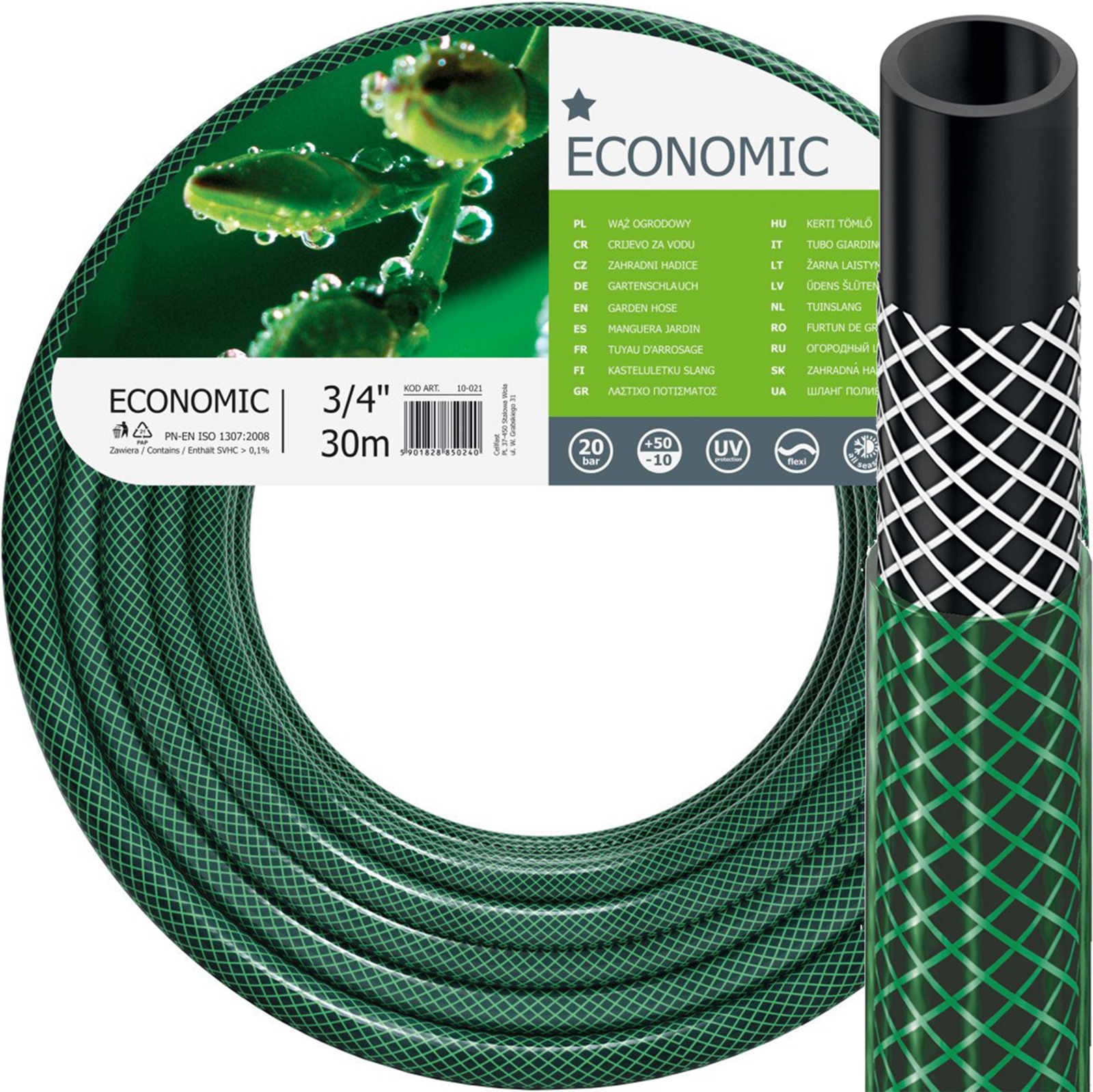 

Wąż Ogrodowy do Wody 3/4" 30m Mocny Zielony