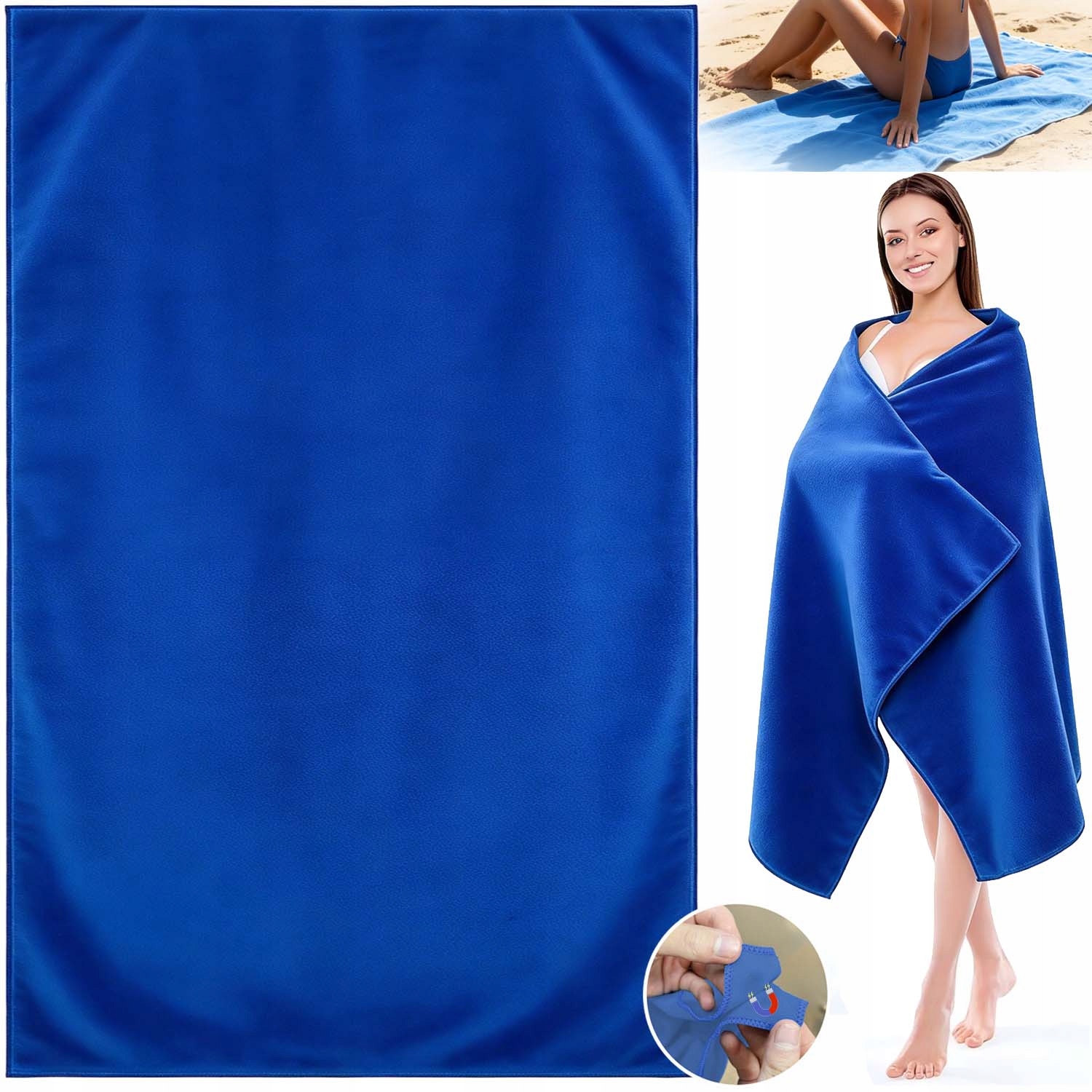 Ręcznik Plażowy Kąpielowy 200*100CM XXL Żółw Morski Szybkoschnący Z Magnes