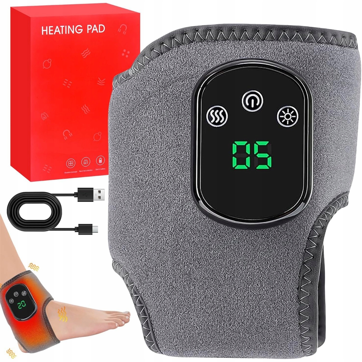 Elektryczny Masażer Do Stóp Kostek Podgrzewanie Ir Opaska Na Kostkę 5x Temp