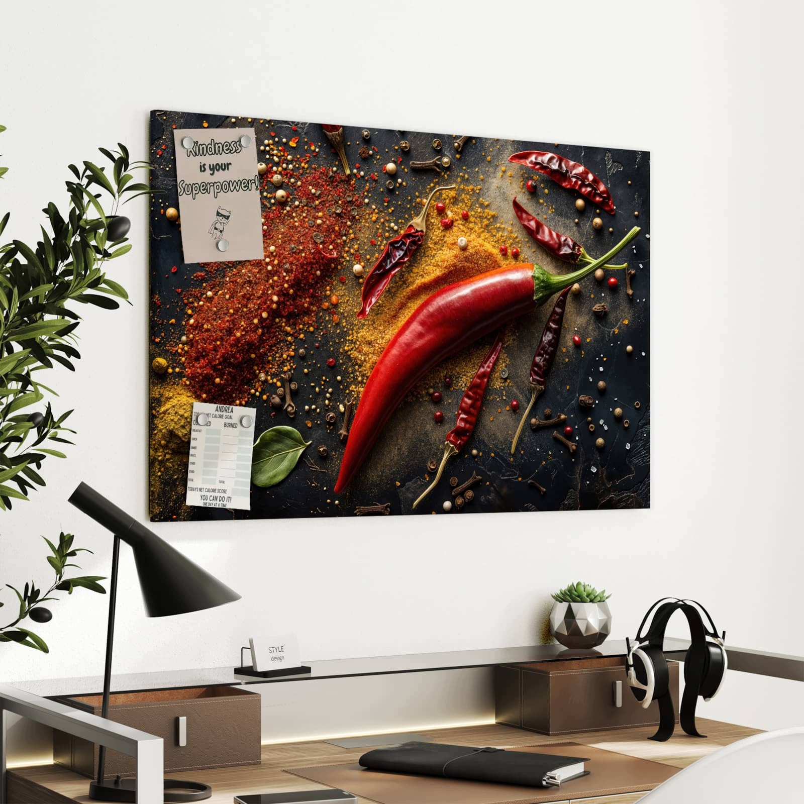 Magnetická tabule Směs koření Výhled 90 × 60 cm