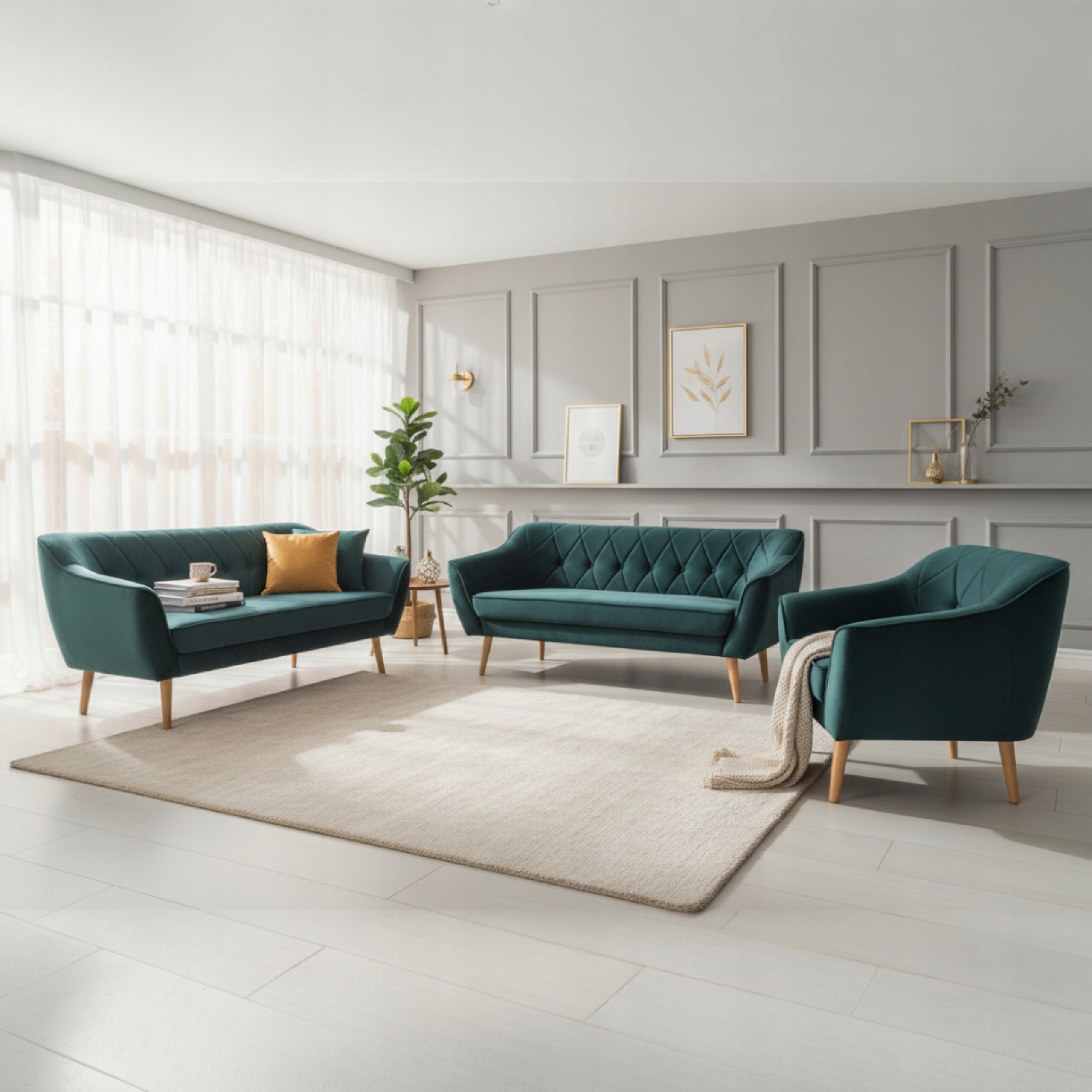 ZESTAW DO SALONU W STYLU SKANDYNAWSKIM SOFA 3+2+1 RÓZNE KOLORY
