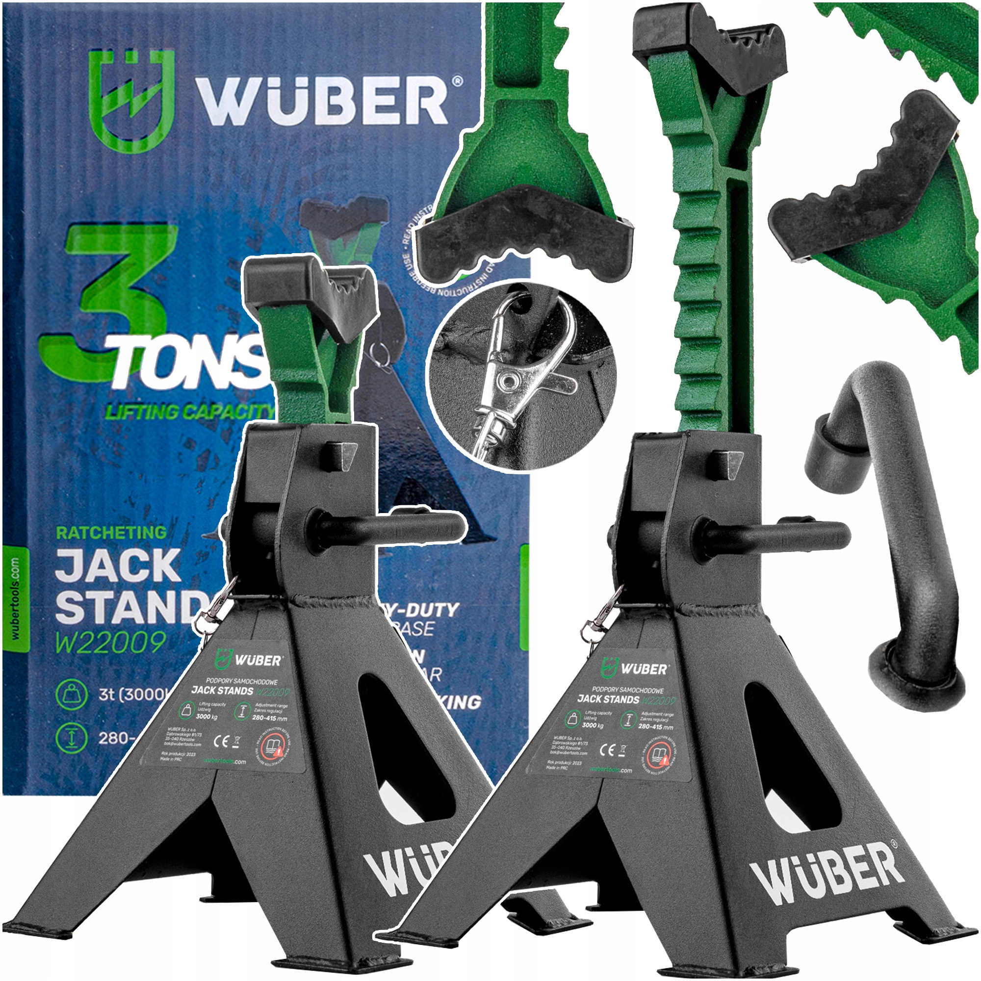 KOBYŁKI WARSZTATOWE SAMOCHODOWE PODSTAWKI PODPORY MOCNE 2 SZTUKI 3T + GUMA