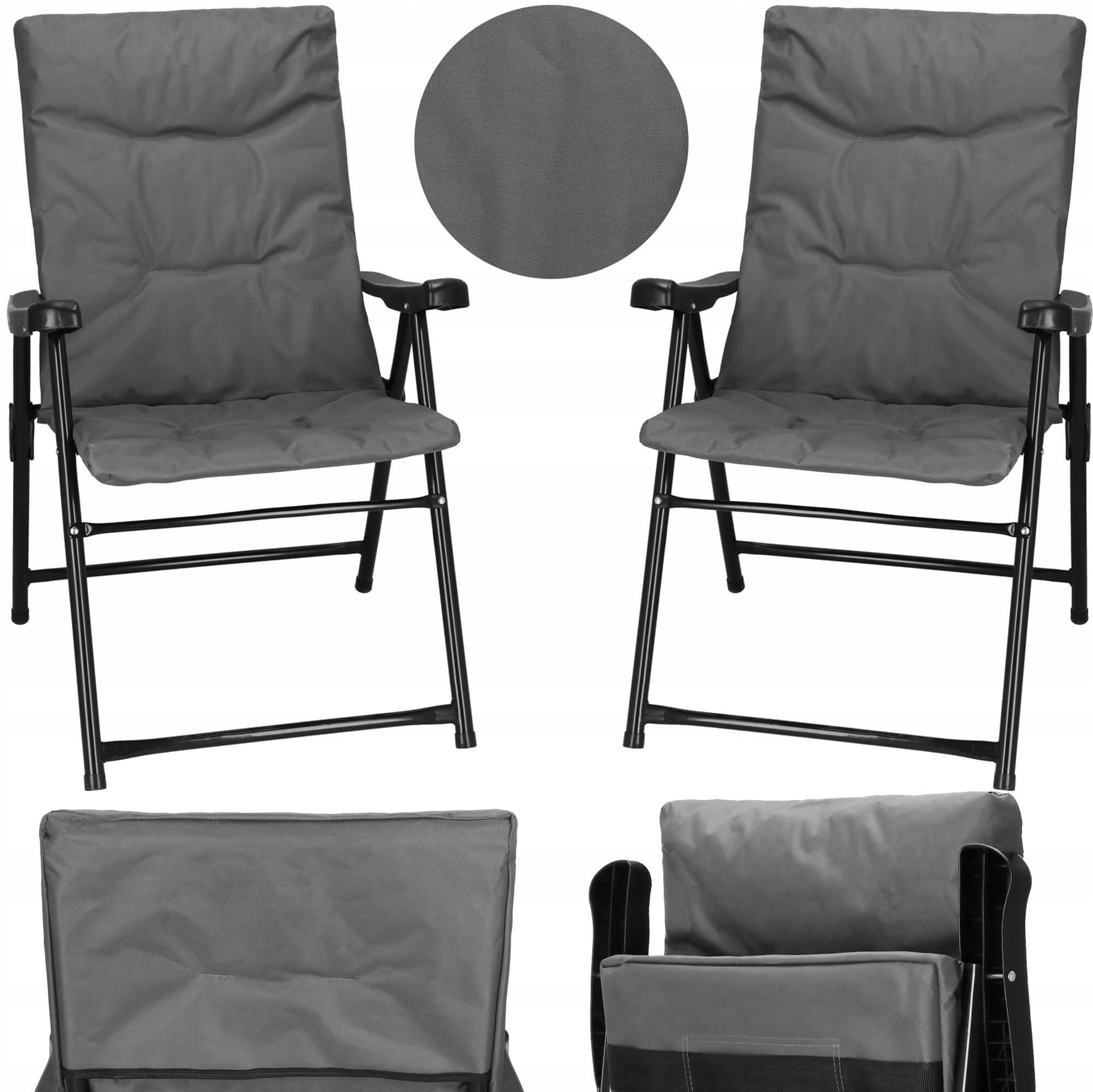 2ks Turistické Skládací Křeslo Rybářské Křeslo Lehátko Plážové Kempingové