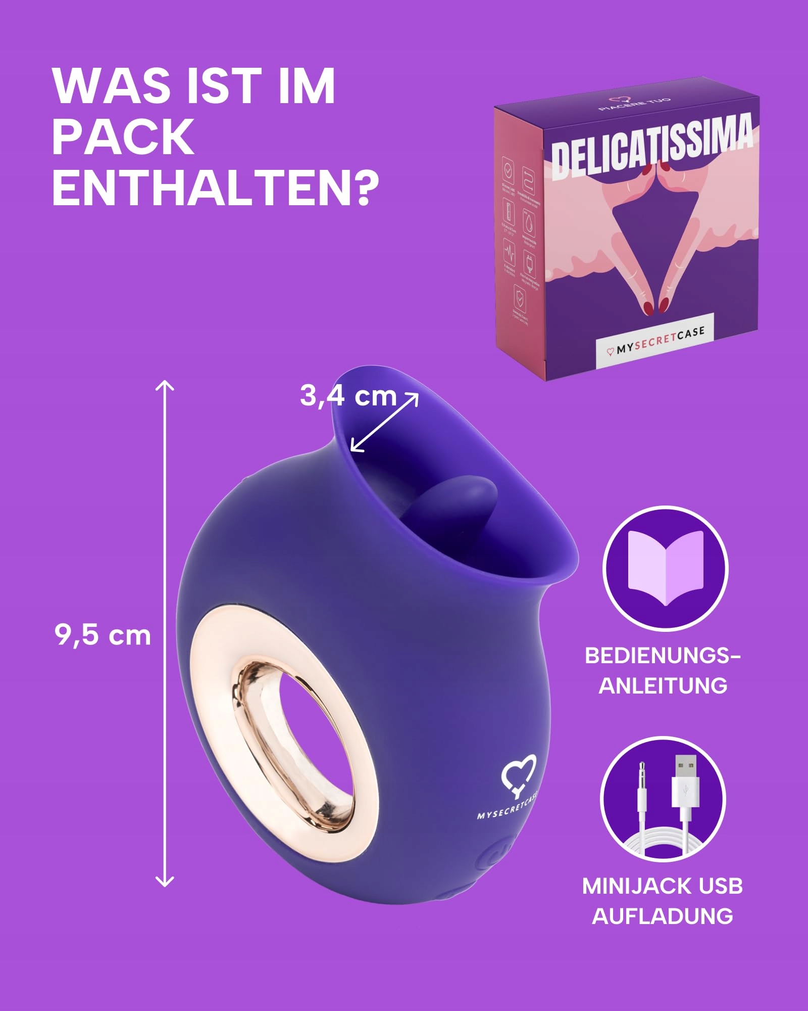 MYSECRETCASE Zestaw Wibratorów Dla Kobiet Stymulator Klitorisu 9 Trybów USB — miniatura 5