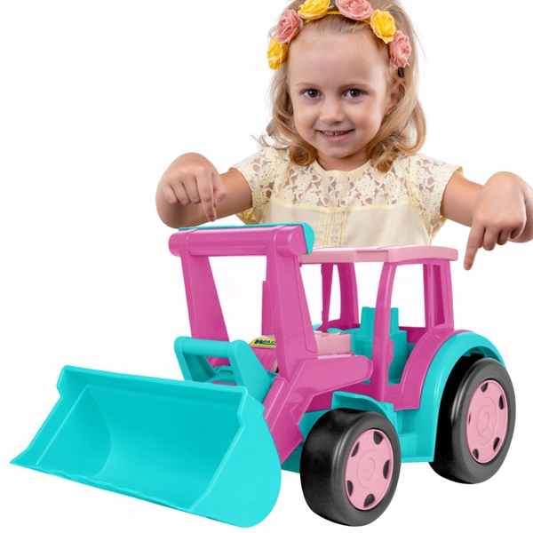 Wader 66006 Gigant Traktor Ładowarka Różowa 60 cm Duży Traktor 100 kg