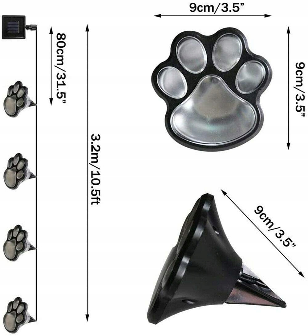Solarne Lampy Ogrodowe Psie Łapy Do Ścieżki Krajobrazu Zimne Białe 4 LED — miniatura 5