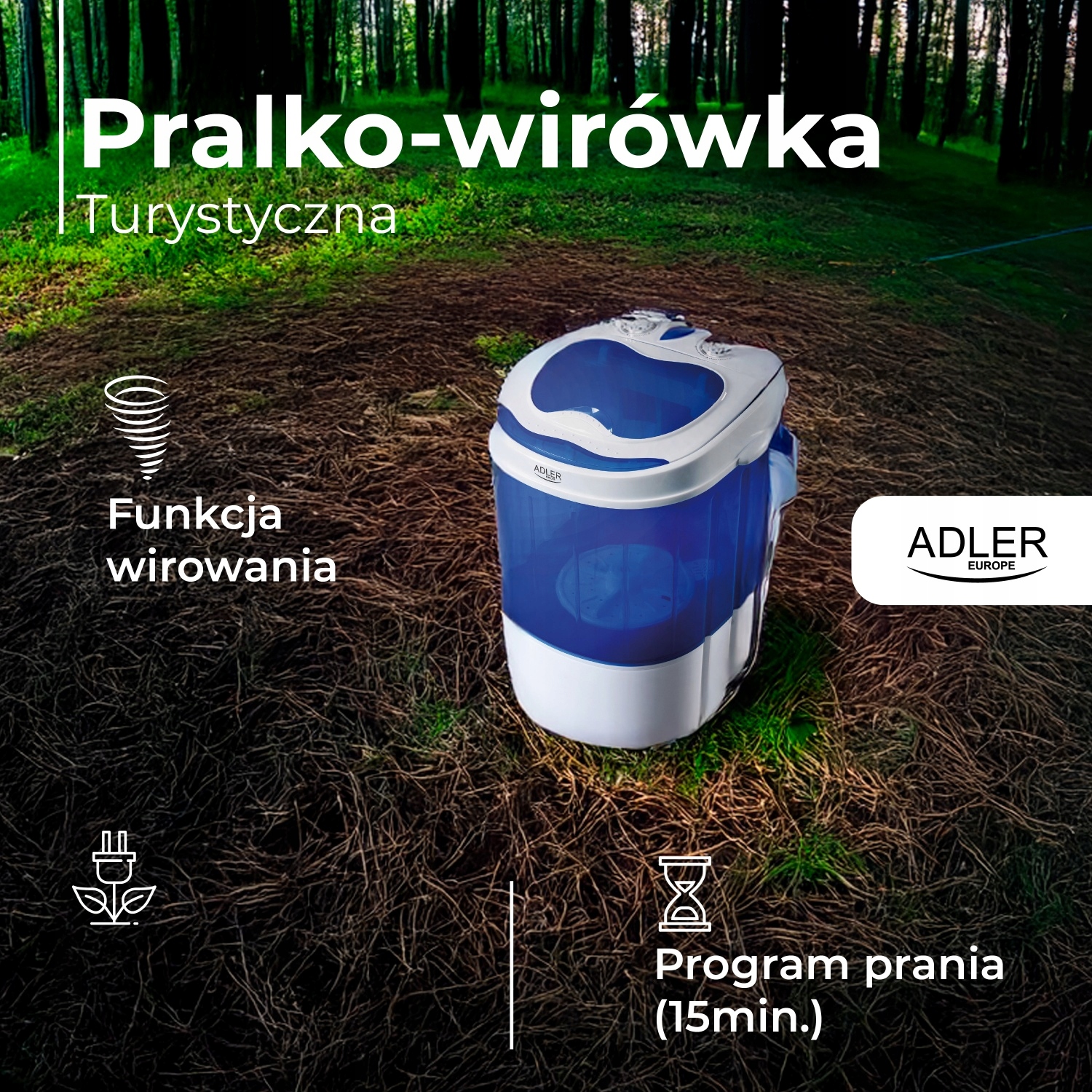 Pralko-wirówka turystyczna AD 8051 – kompaktowa, oszczędna, do 3 kg
