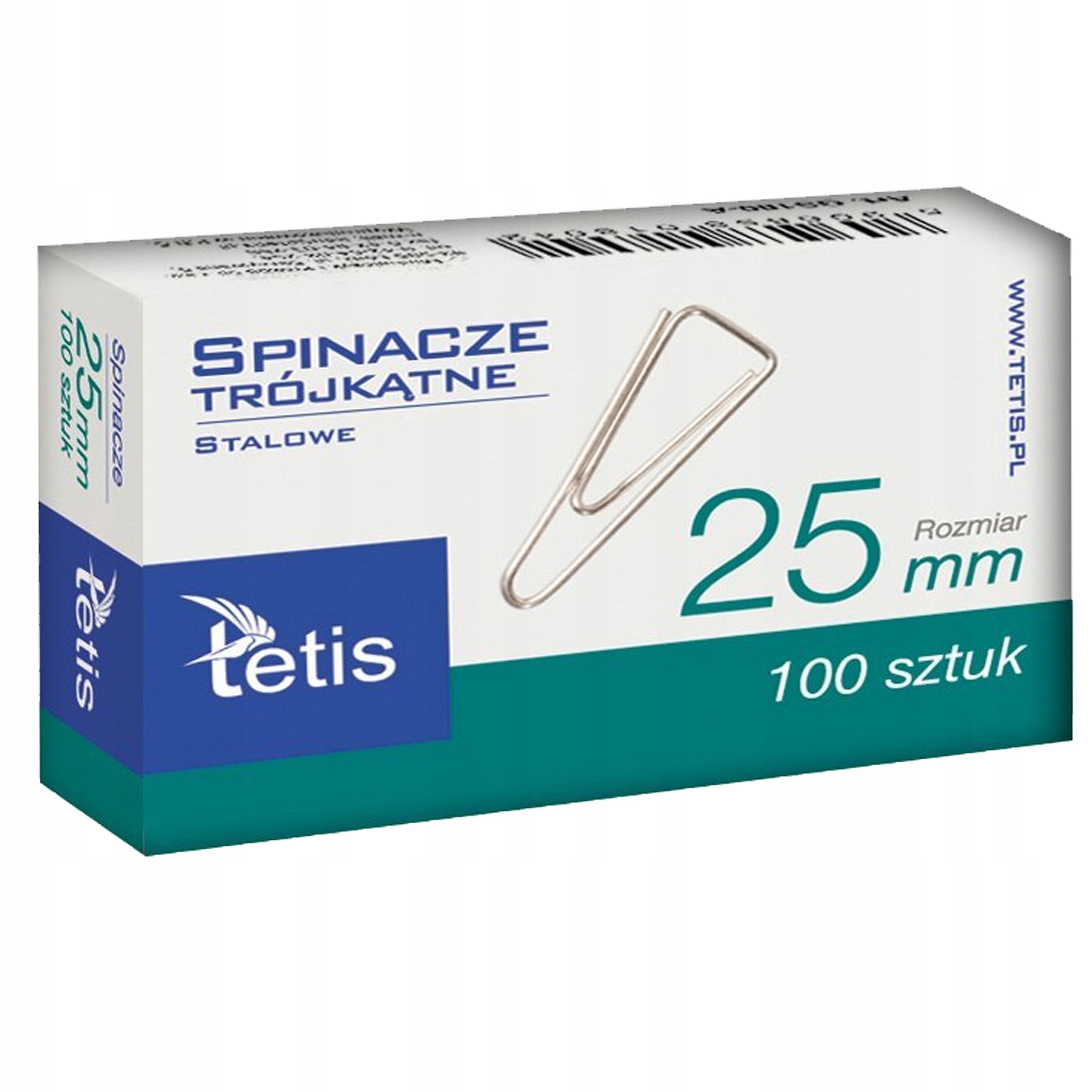 

Spinacze Biurowe Trójkątne 25mm 100 Sztuk Tetis