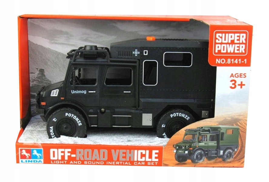 UNIMOG POLÍCIA otvárateľné svetlo zvuk SWAT pohon