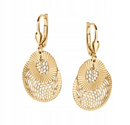 Złote Kolczyki Ażurowe Koła Wiszące GA19626 Verona Jewellery