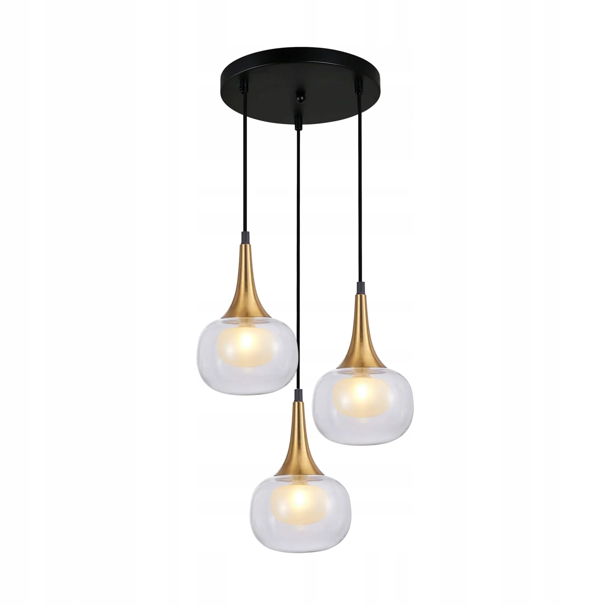 Trojitá závesná lampa, čierna mosadzná, sklenené tienidlá do obývačky 3ks Italux