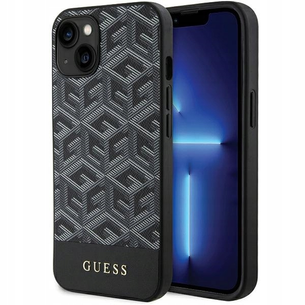 Pouzdro Guess GCube Stripes MagSafe pro iPhone 15 černé