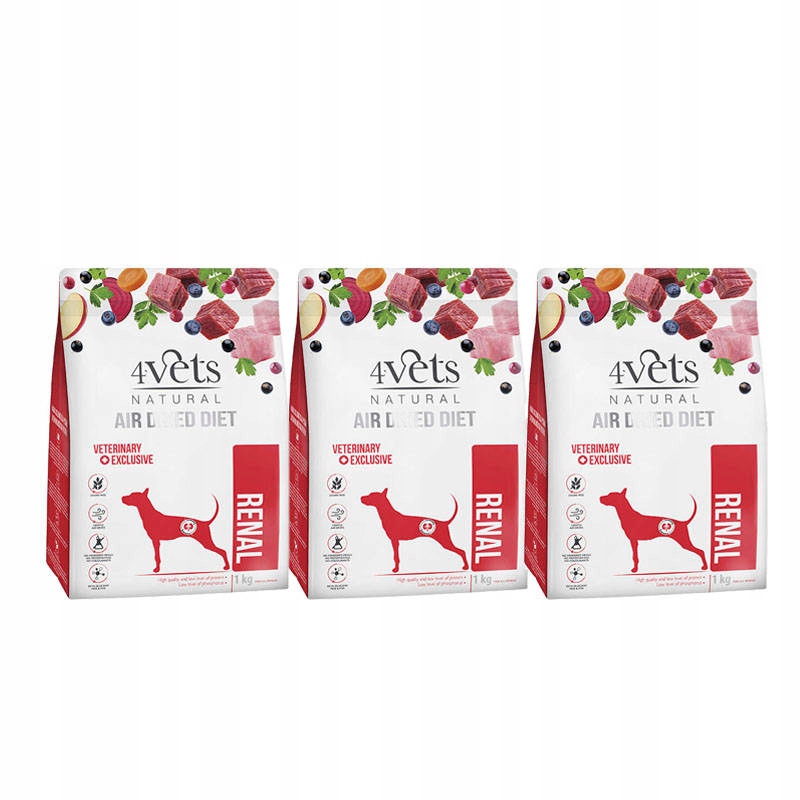 4Vets Natural Renal karma suszona dla psów z niewydolnością nerek 3 x 1 kg