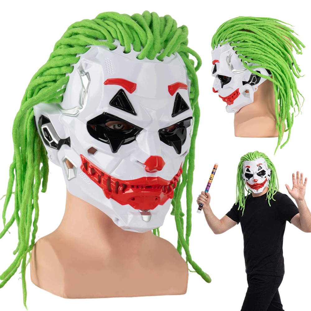 Zelenými Dredy Maska Klauna S Abs Pro Halloween A Únikovou Místnost