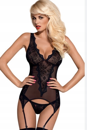 Obsessive Korzet Tanga Emperita Černé XXL