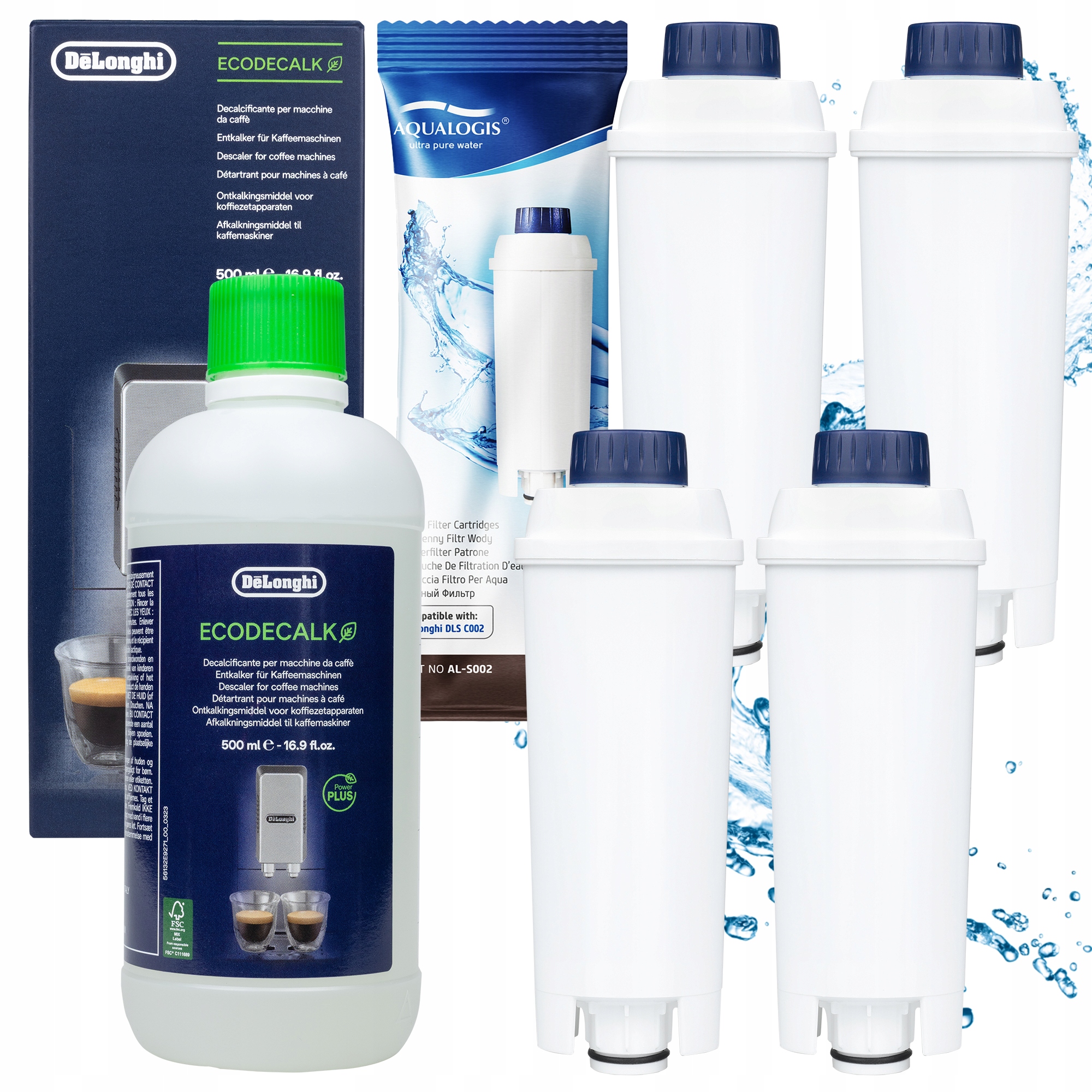 4x Filtr Do Ekspresu Delonghi AL-S002 Odkamieniacz EcoDecalk 500ml