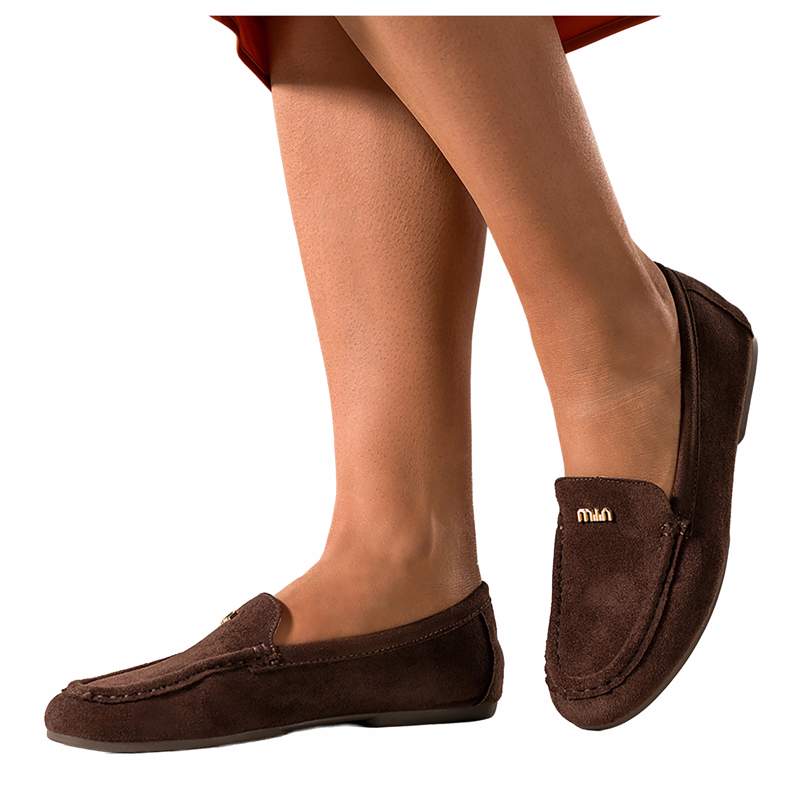 Čokoládové Mokasíny Dámské Polobotky Kožená vložka Zlatá Ozdoba vel 38