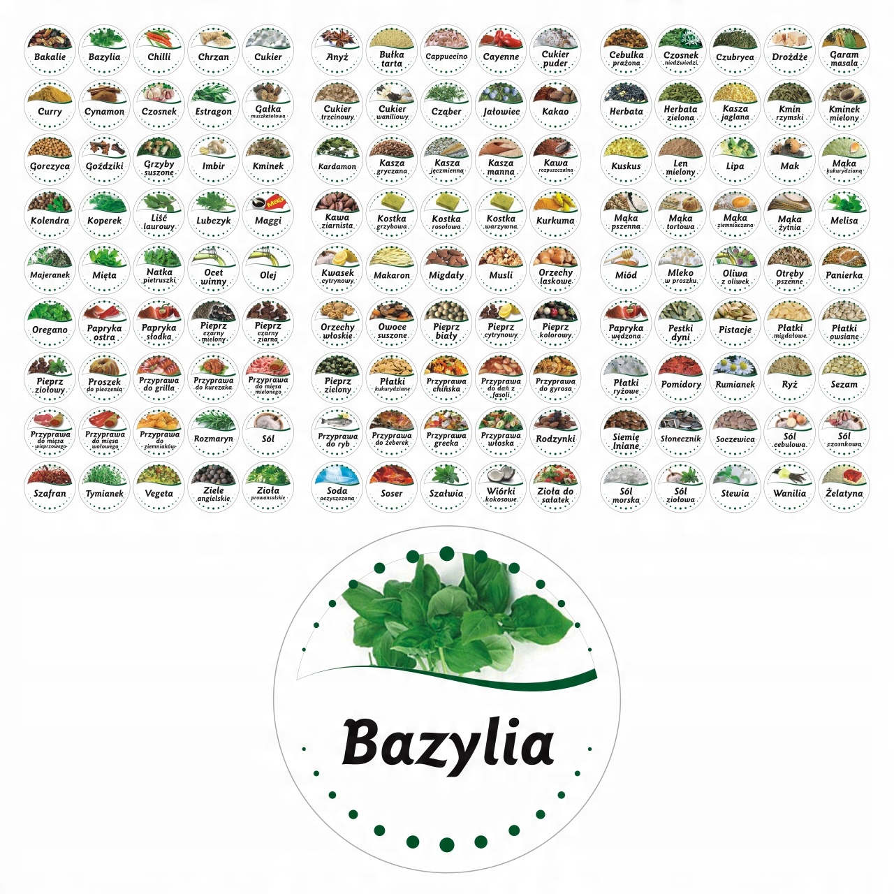 

Etykiety Naklejki na przyprawy pojemniki 34mm