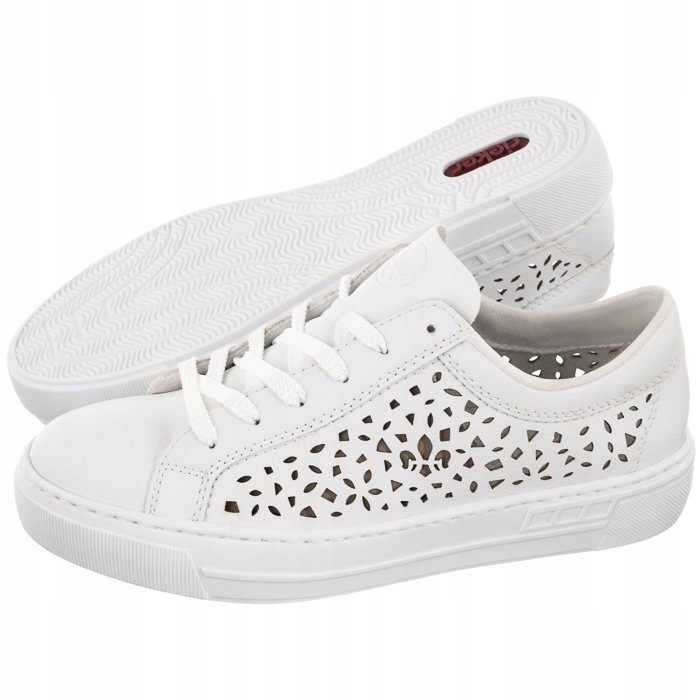 Dámské kožené polobotky Rieker Bílá kůže L8831-80