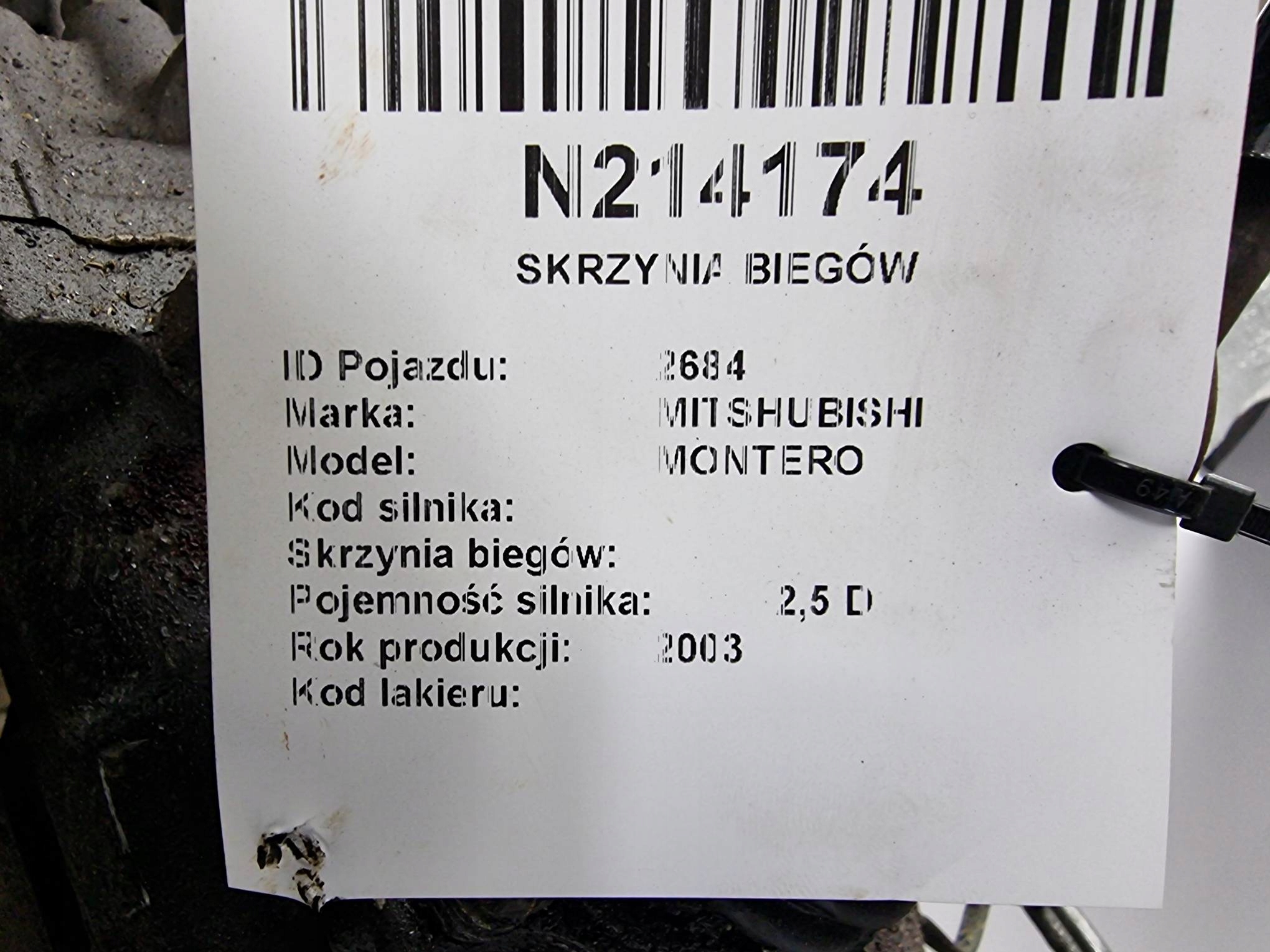 Boîte de vitesses 2.5 DDI 96 KM MITSHUBISHI MONTERO