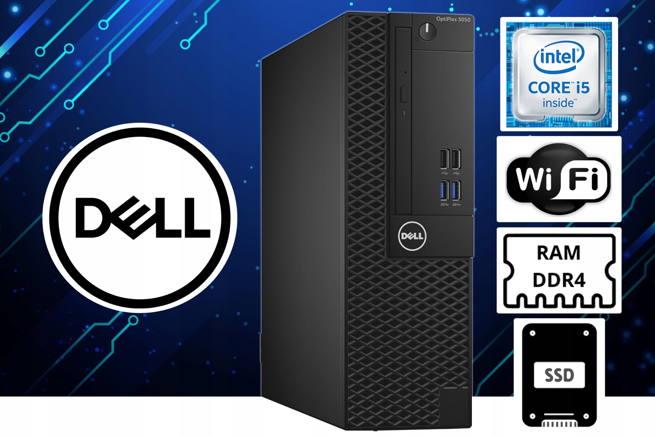 Komputer Dell i5 4x3,8GHz 8GB 256GB SSD | WIN11 SFF | Quad Core Turbo Dołączone oprogramowanie Libre Office + Windows