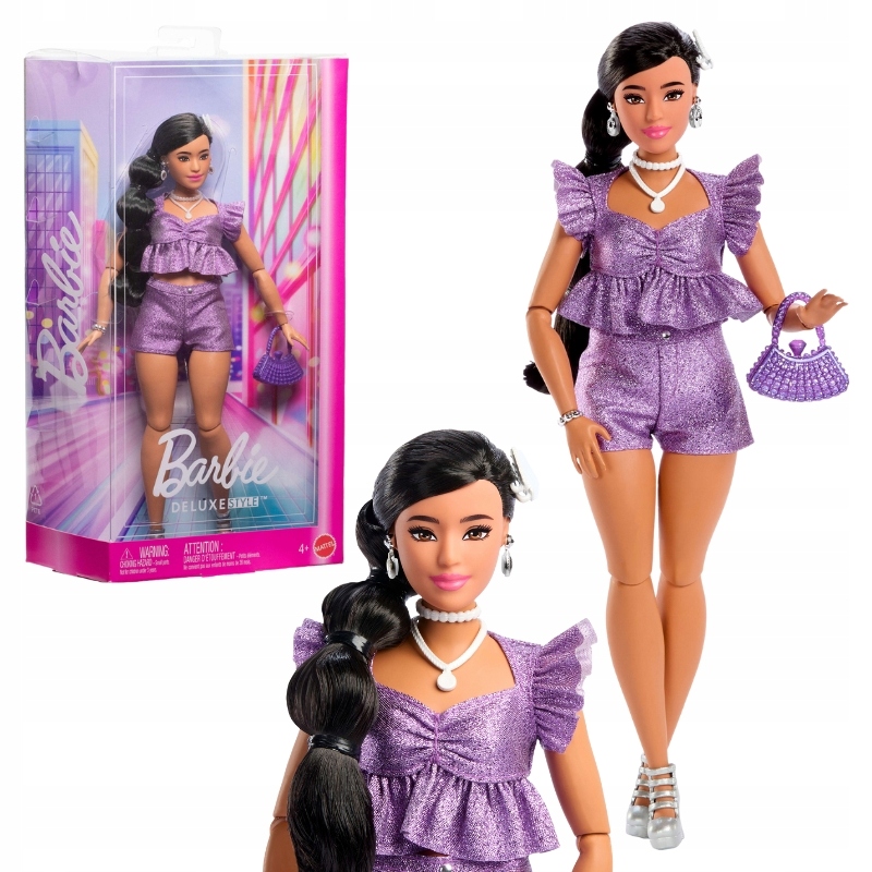 BARBIE DELUXE STYLE LALKA FIOLETOWY KOMPLET STRÓJ MODOWA ZESTAW AKCESORIA