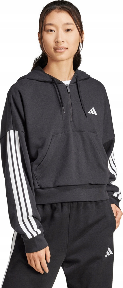 Dámská Mikina Adidas Essentials 3-Stripes s francouzským froté a čtvrtletním zipem, velikost L