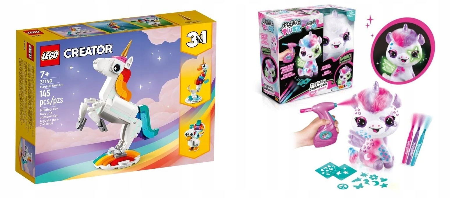 2V1 Design Plyšového Jednorožce Svítícího Ve Tmě Lego (r) Jednorožec