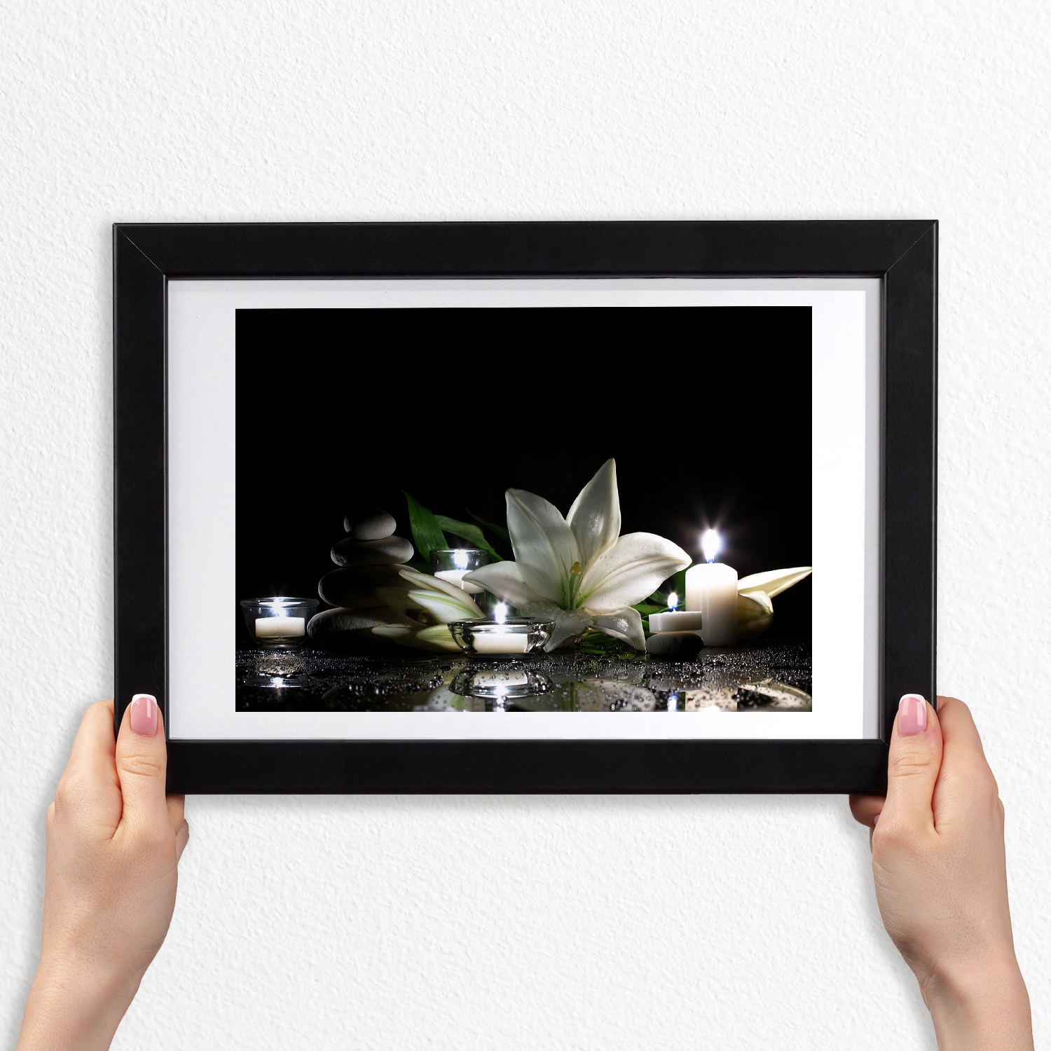 Foto tištěný obraz rámeček mdf Bílá lilie 30x20