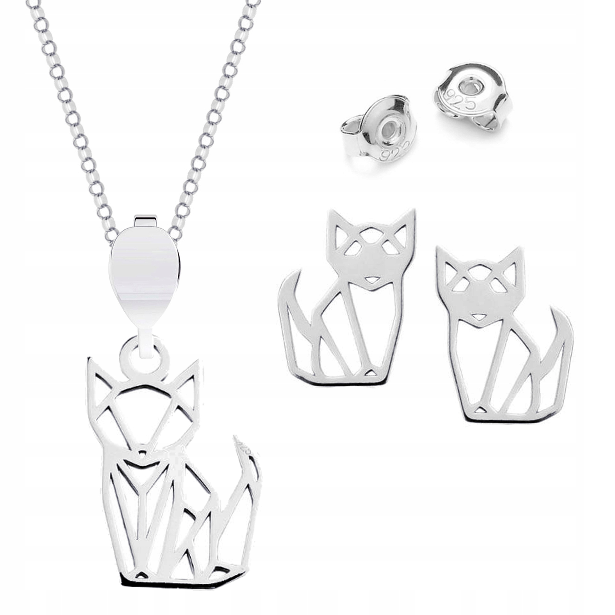Sada stříbrných šperků Malá liška Liška Origami Stříbro 925 Symbol chytrosti