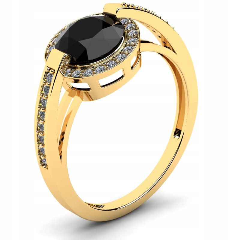 

Pierścionek Złoty Z Czarną Cyrkonią 14KR