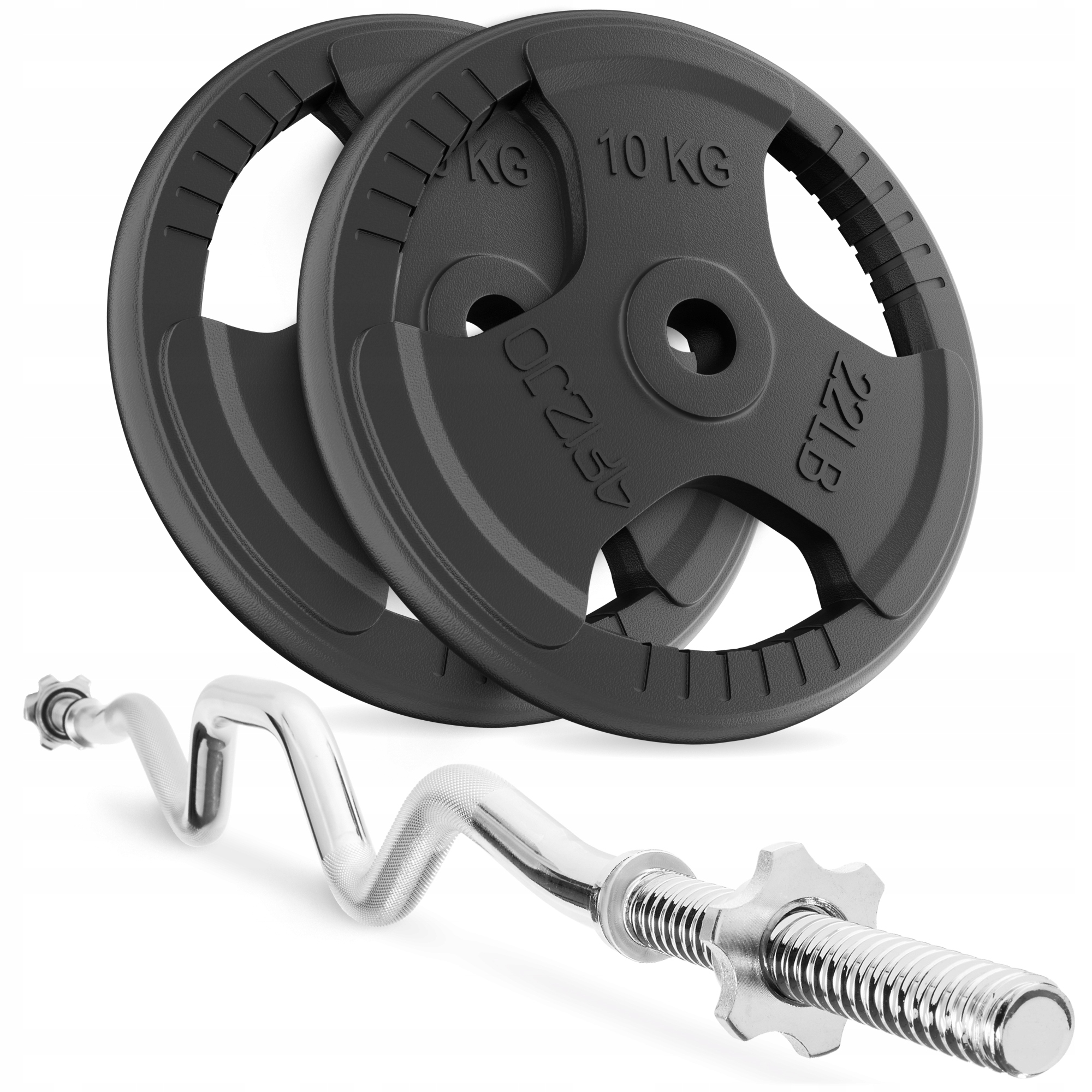 Zestaw Kulturystyczny Sztanga Gryf Łamana 120 CM Obciążenie Żeliwne 20 Kg