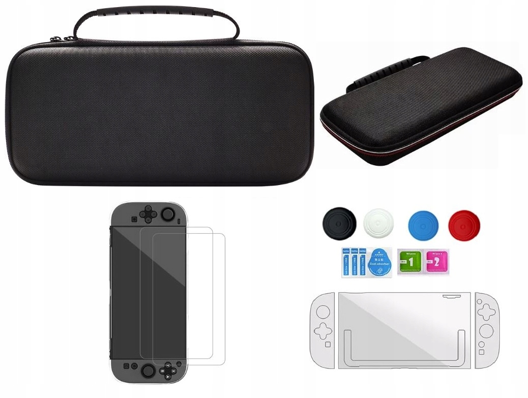 Etui do Nintendo Switch 2 NS2 Zestaw Akcesoriów Gumki 2x Szkło Crystal Case