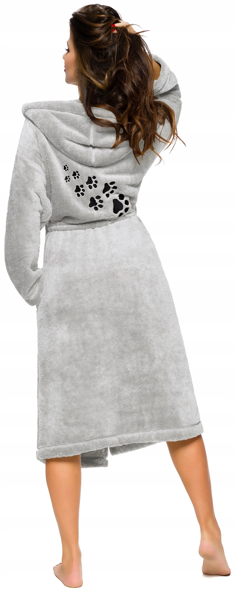 DŁUGI PUCHOWY DAMSKI SZLAFROK PODOMKA ŁAPKA XXL Marka L&L