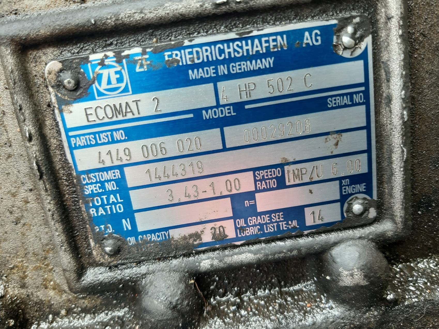 gearbox, KATOWA ZF ECOMAT 2 4HP 502 C 3,43