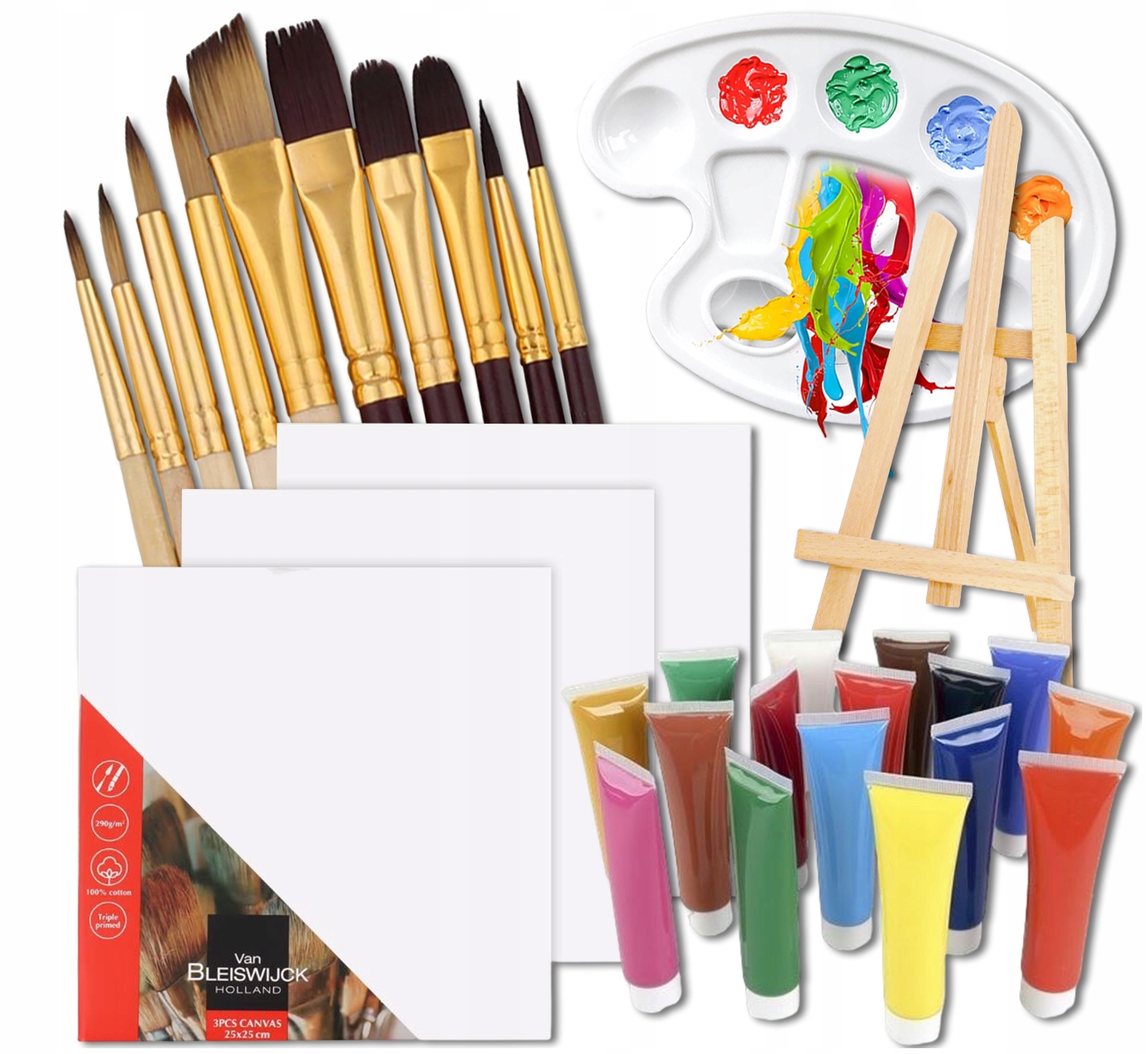 Malířská Sada Umělecký Stojan Barvy Štětce