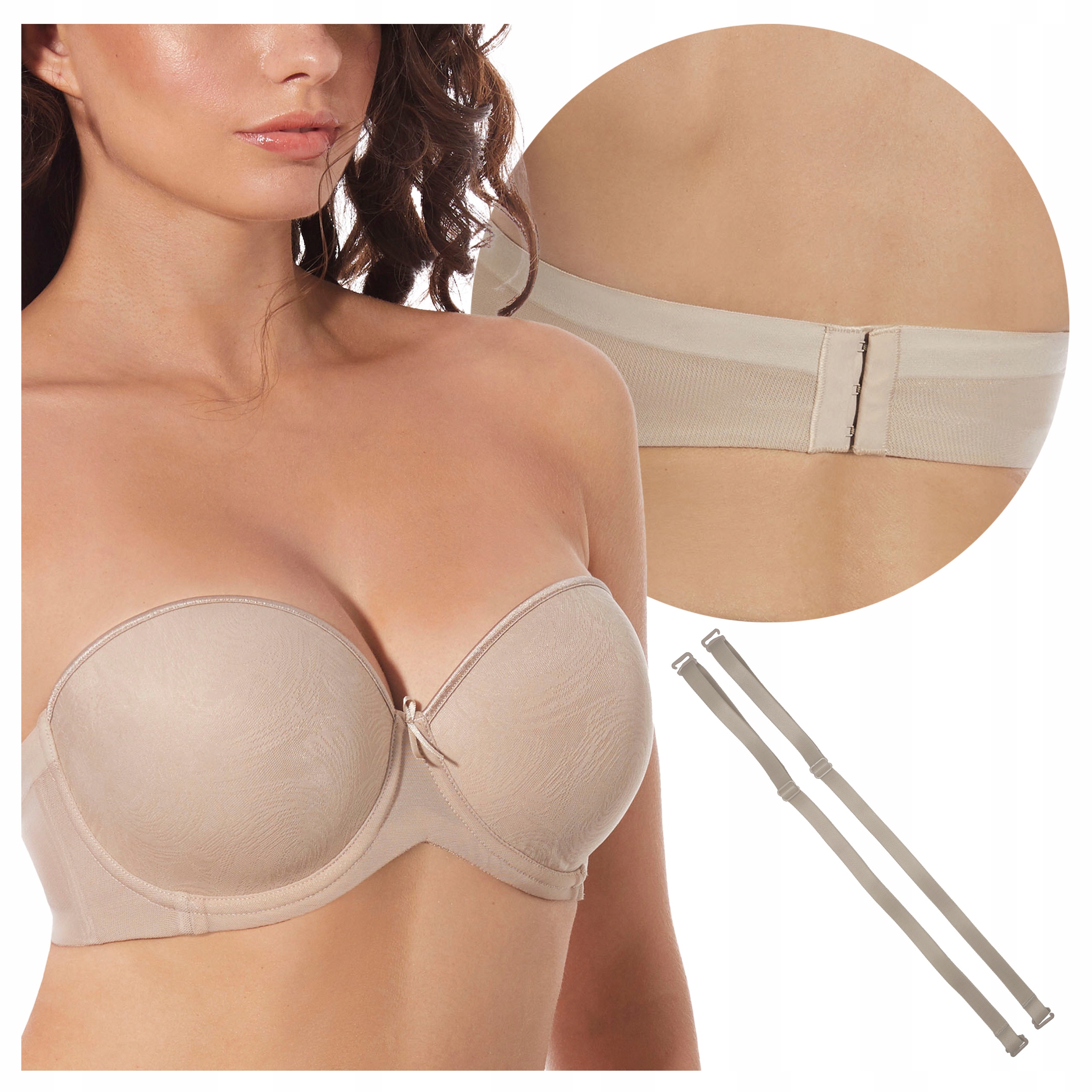 Samonosná podprsenka s ramínky Silikonová páska Vilma Béžová 90D