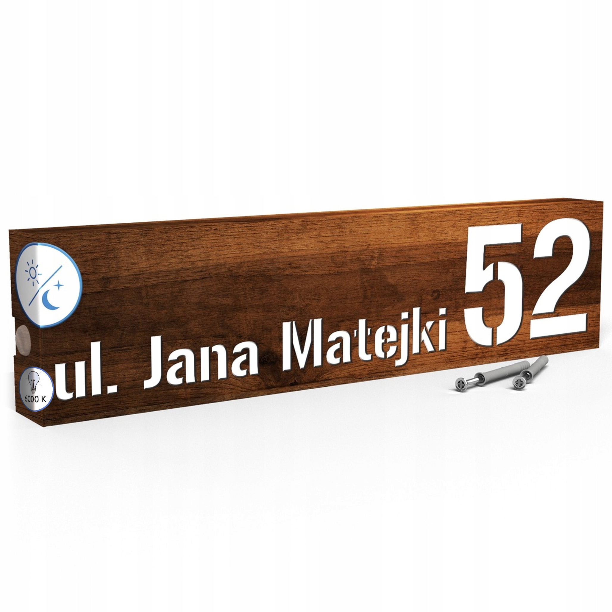 Podsvícené Číslo Na Dům Adresová Tabulka Led 40X10 cm Senzor Soumraku