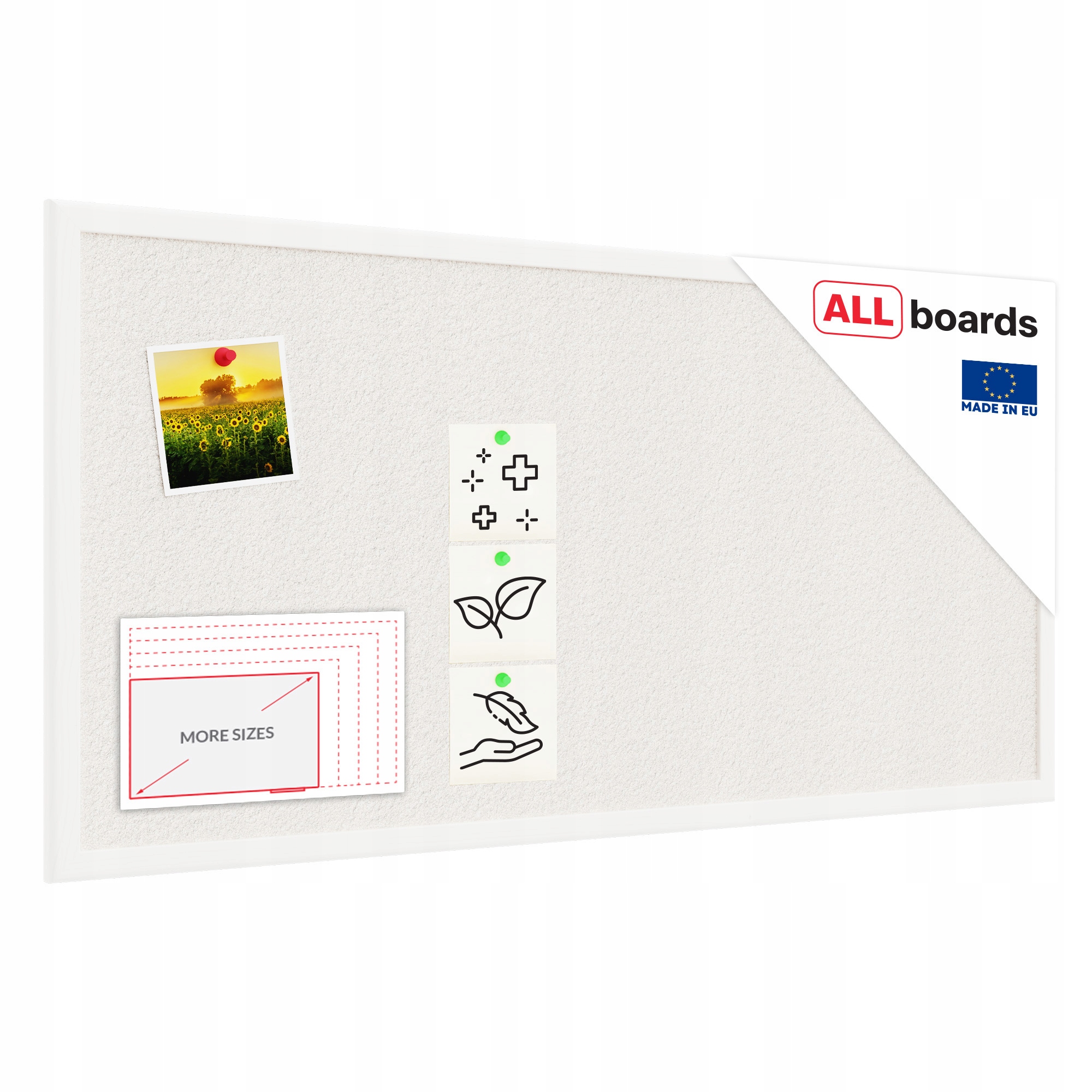 Tablica korkowa biały kolor korka 80x40 cm rama drewniana lakierowana BIAŁA