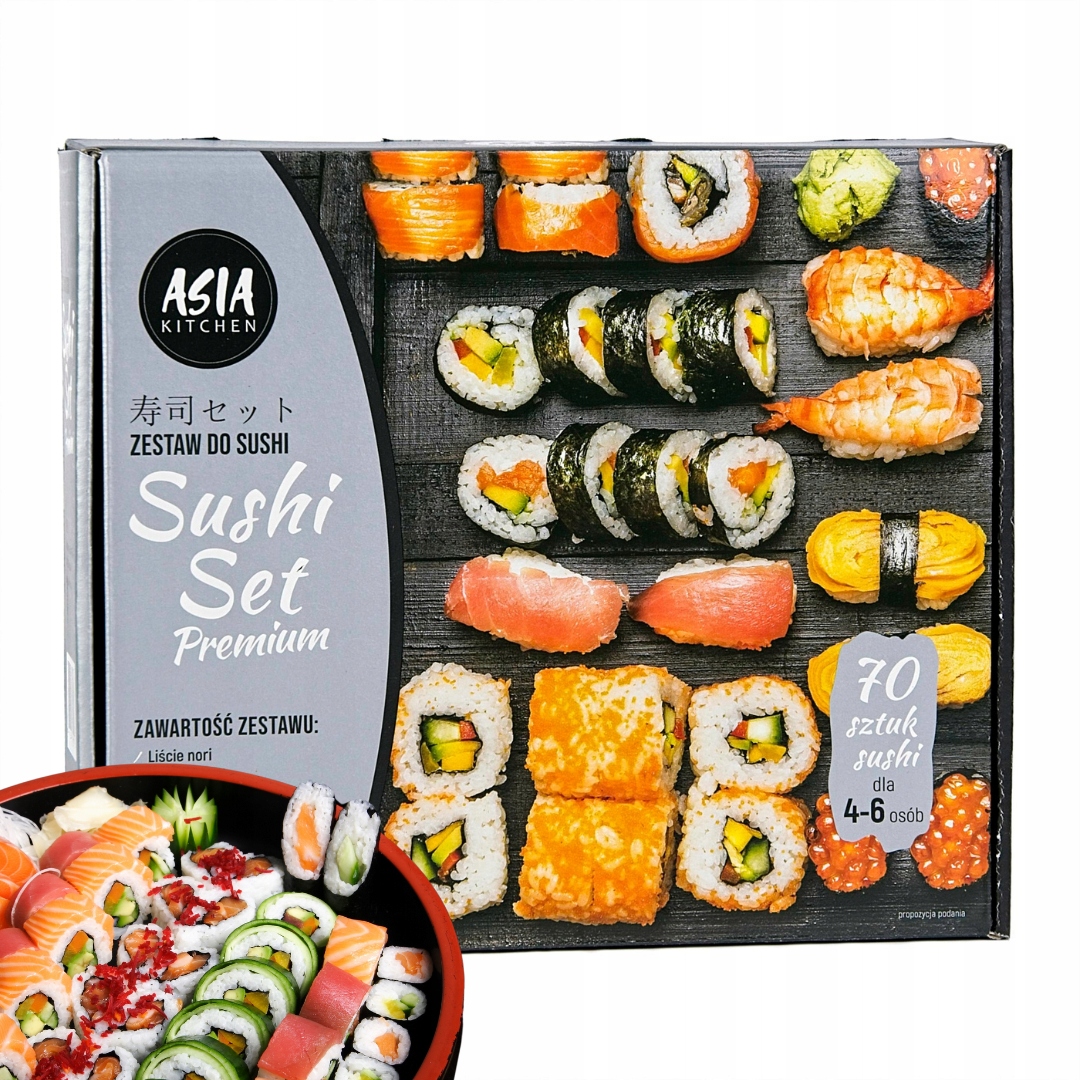 Sada na sushi Premium Silver Asia Kitchen jako Dárek pro sushi set 4-6 osob!