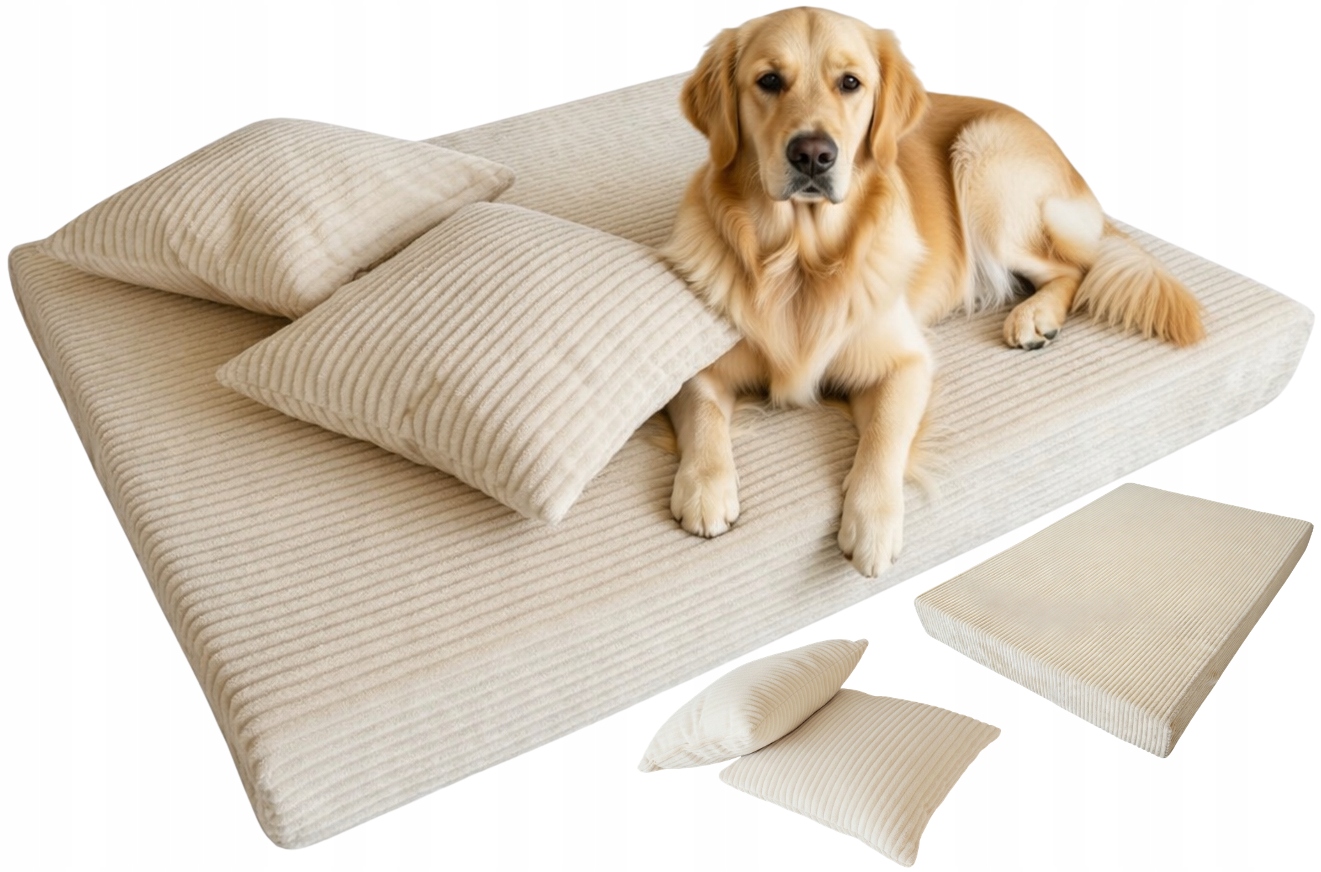 Legowisko Posłanie Materac 100x70cm rozbieralne poduszki Sztruks AS8