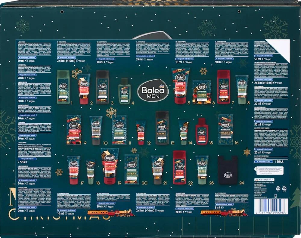 Адвент-календарь Balea Men Merry Christmas, 24 средства по уходу для мужчин — фото 2