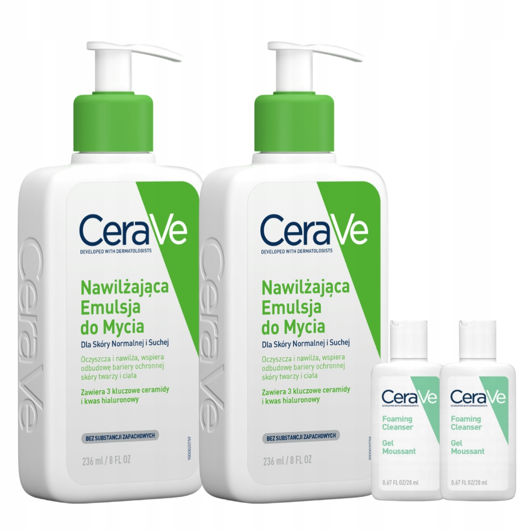 CeraVe Nawilżająca Emulsja do Mycia 236ml Dla Skóry Normalnej i Suchej x2
