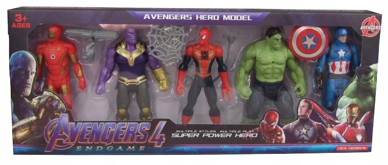 

Avengers Figurki 5 Spiderman Iron Man Hulk Duże