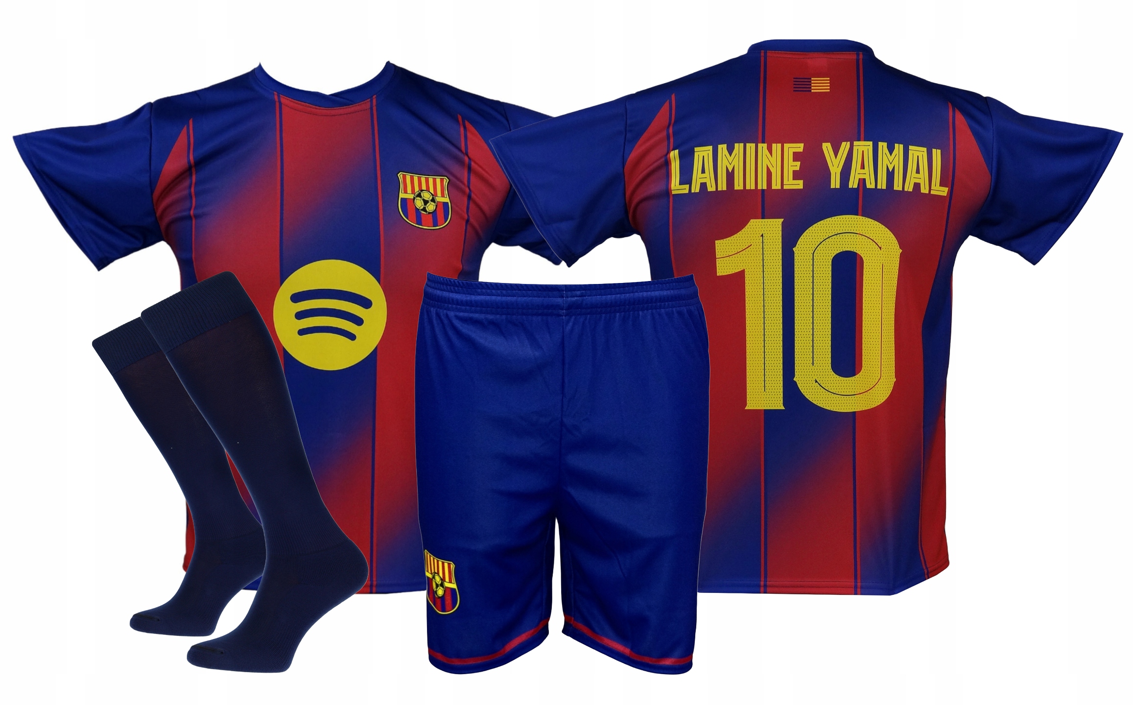 Lamine Yamal strój piłkarski koszulka, spodenki getry Barcelona r 164 M